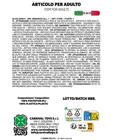 Party Set : 3 Buste Coriandoli, 3 Stelle Fil., 6 Lingue In Busta Con Cavallotto